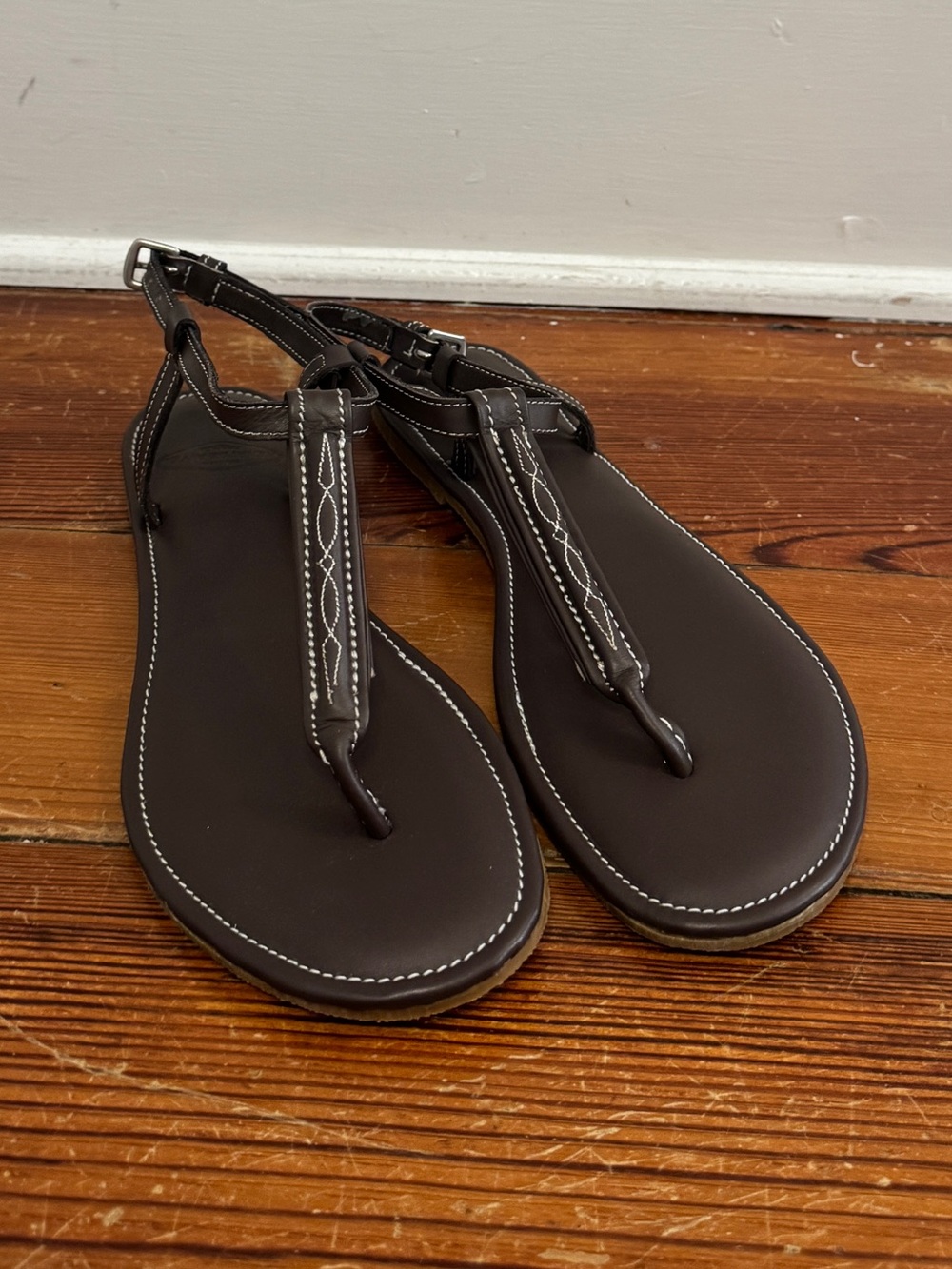 Henri De Rivel France Saddler Sellier Brown Leather Bridle Sandals 9.5 RARE